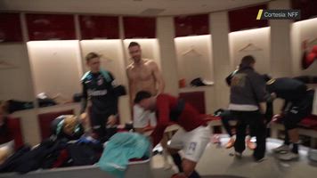 Locura en el vestuario de Noruega tras lograr la clasificación virtual al Mundial