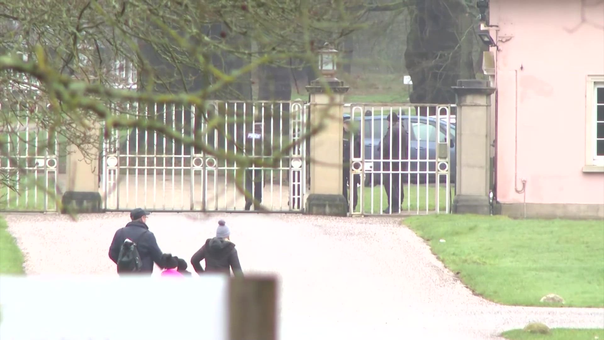 Police officers seen at Royal Lodge as former Prince Andrew arrested