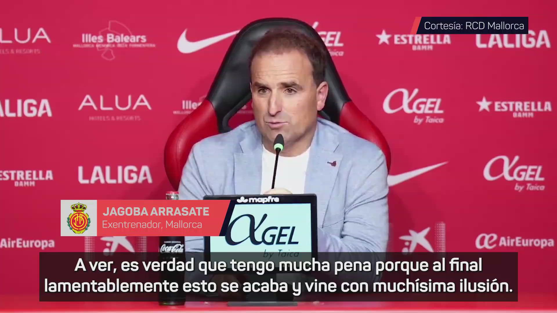 Jagoba Arrasate muy emocionado en su despedida del Mallorca