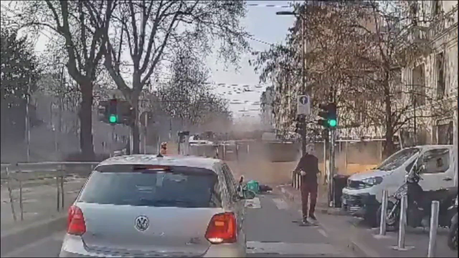 Descarrilamiento de un tranvía en Milán