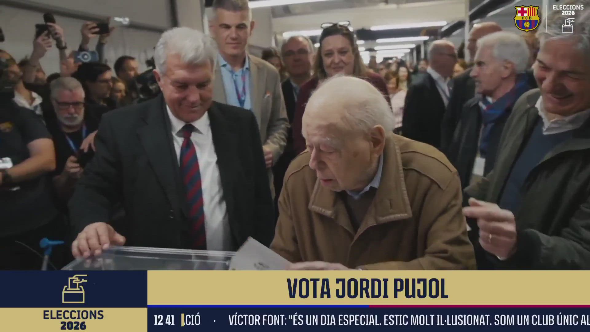 La imagen de Jordi Pujol a sus 95 años votando junto a Laporta que ha impactado en Barcelona por su aspecto