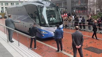 Llegada del Real Madrid a Manchester